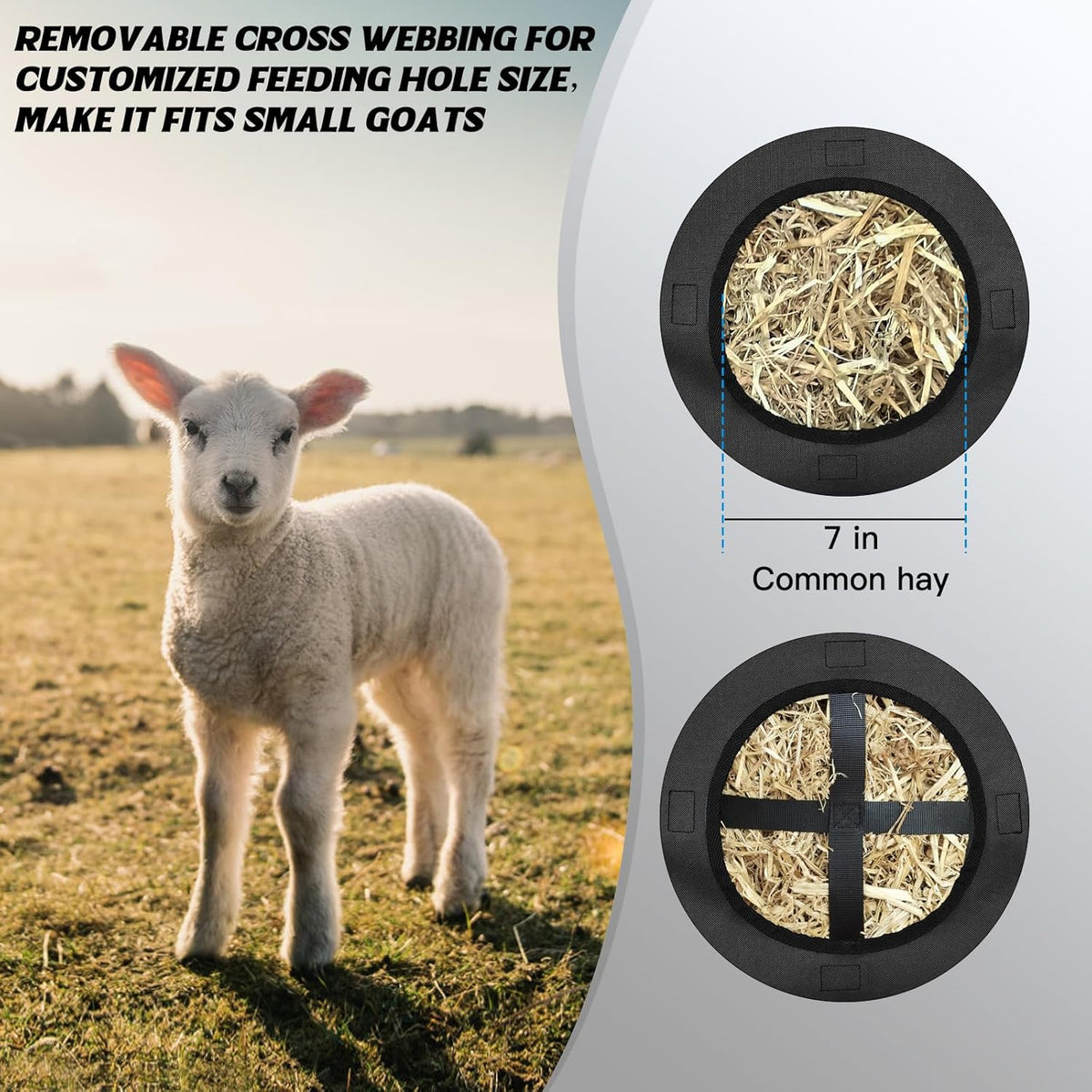 3 PCS Goat Hay Feeder,Hay Bags for Horses,Goats,Donkeys with Reinforced Oxford Fabric and High
