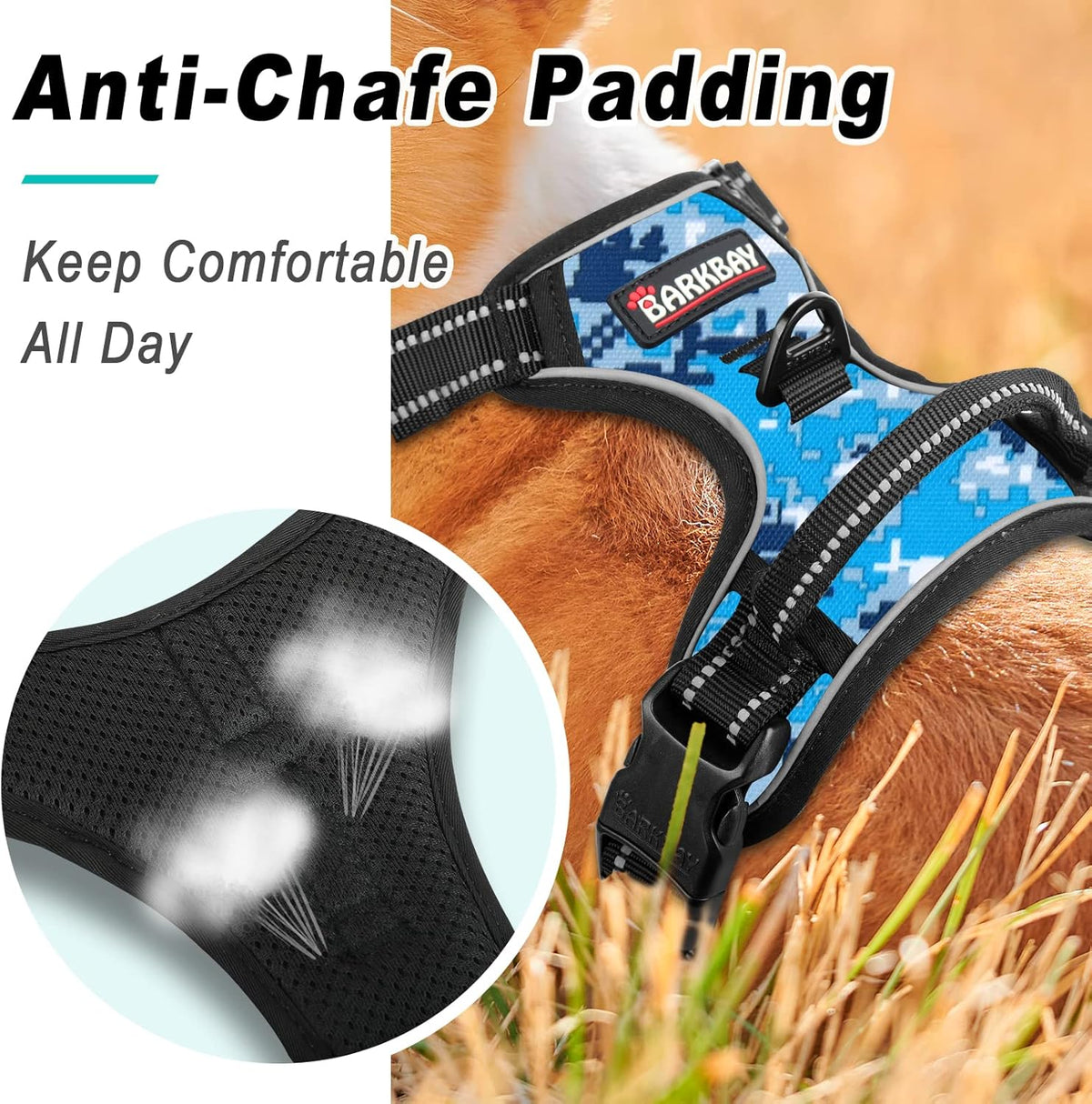 BARKBAY No Pull Dog Harness Large Step in Reflective Dog Harness with Front Clip and Easy Control