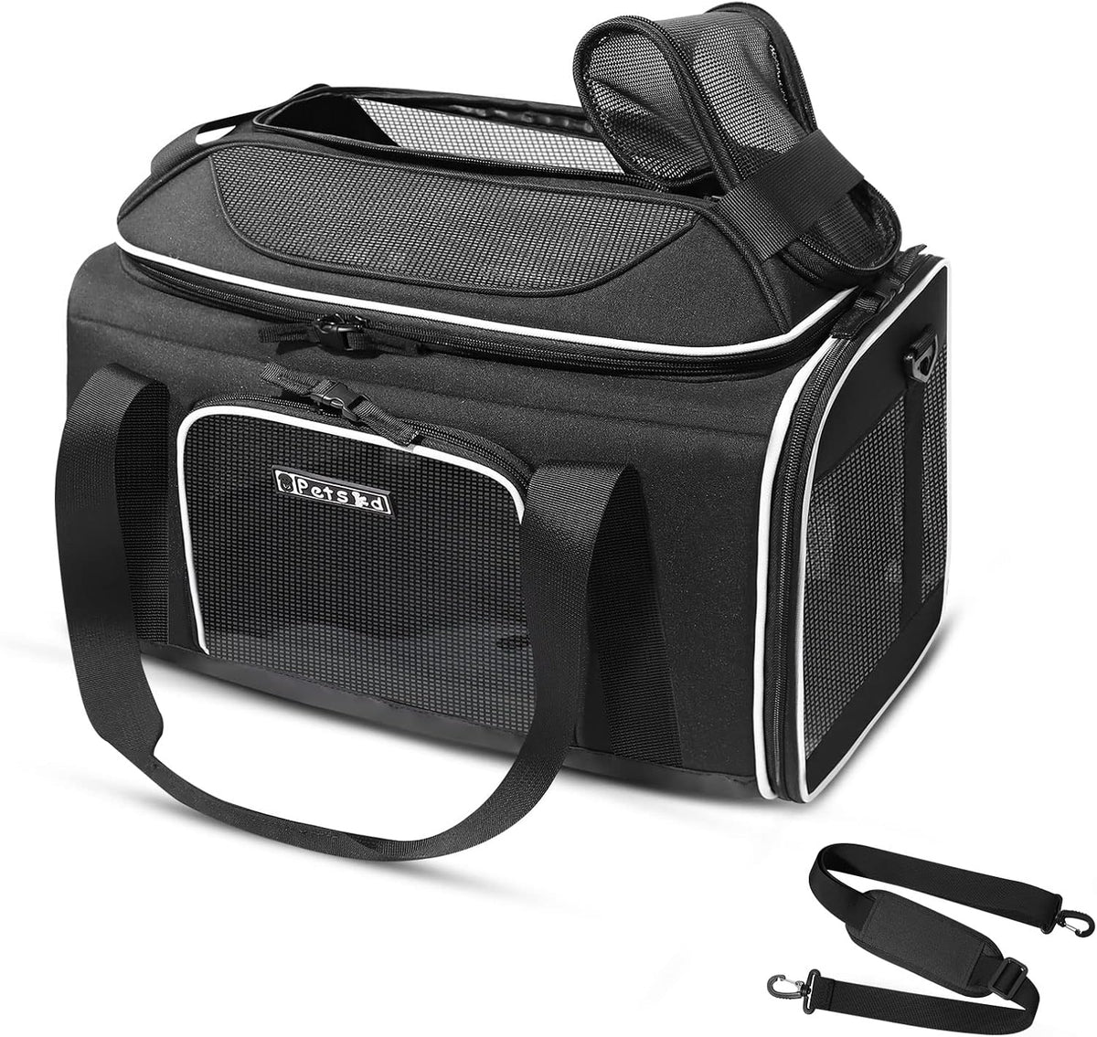 Petskd Top-Expandable Pet Carrier 17x11x9.5 Inches Alaska Airline Approved, Soft-Sided Carrier for