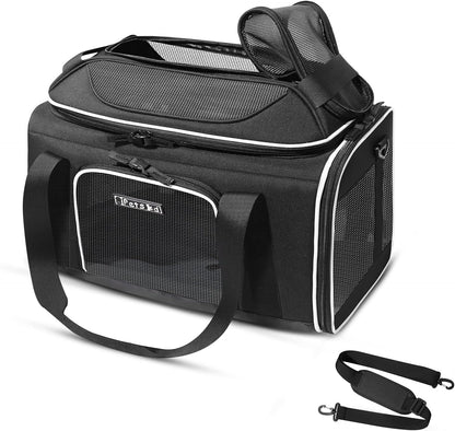 Petskd Top-Expandable Pet Carrier 17x11x9.5 Inches Alaska Airline Approved, Soft-Sided Carrier for