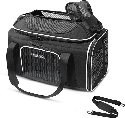 Petskd Top-Expandable Pet Carrier 17x11x9.5 Inches Alaska Airline Approved, Soft-Sided Carrier for
