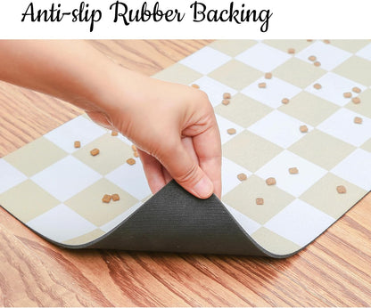Ralxion Checkered Dog Feeding Mat, Absorbent Mats for Dog Food and Water Bowl, Dispenser, Retro