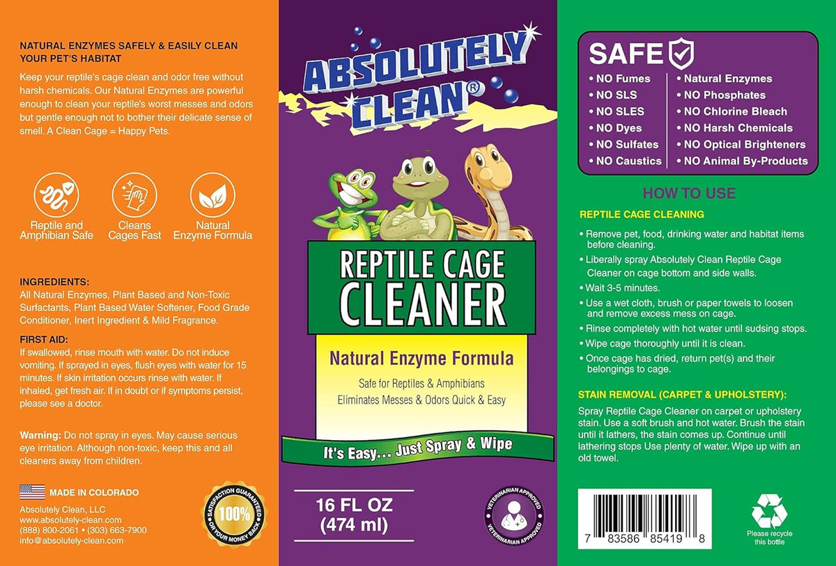 Absolutely Clean Amazing Reptile & Amphibian Terrarium Cleaner and Odor Eliminator - Just