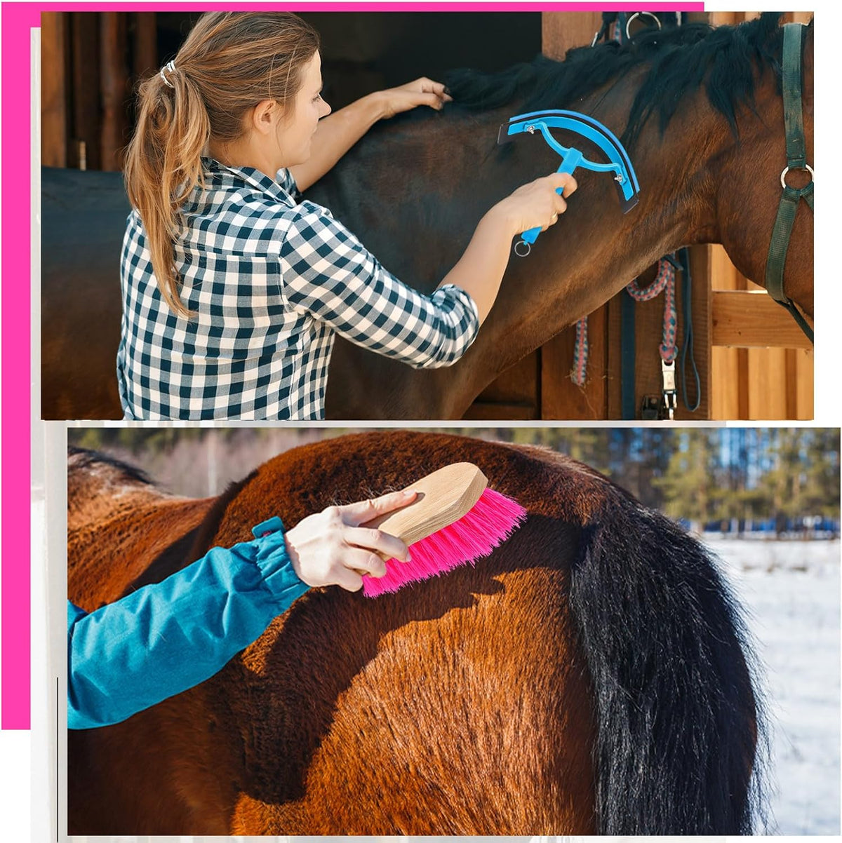 Abbylike 12 Pieces Horse Grooming Kit Racing Festival Tack Room Supplies Horse Brush Sets Equine