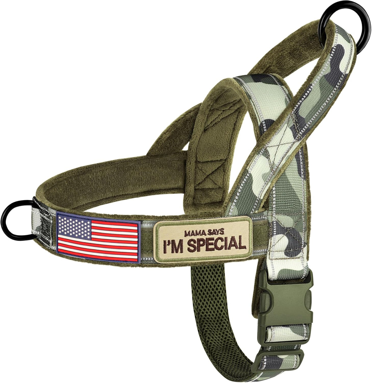 Forestpaw No Pull Dog Harness - Soft Flannel Padded Tactical Dog Vest Harness with Quick Release