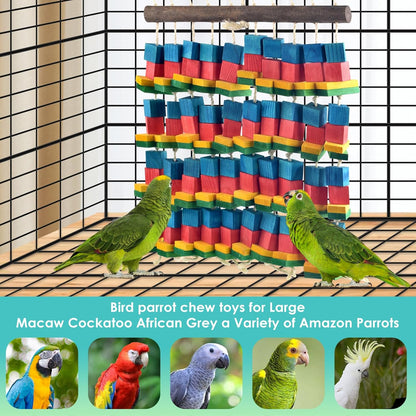 Extra Large Bird Toys, 21.6inch XL Macaw African Grey Parrot Chewing Toys, Natural Wooden Block