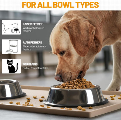 Hubulk Dog Feeding Mat,100% Waterproof Food Grade Silicone Pet Food and Water Bowl
