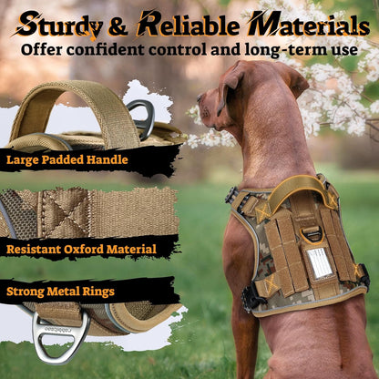 rabbitgoo Dog Harness Medium Sized No Pull, Tactical Service Pet Vest with Molle and Control