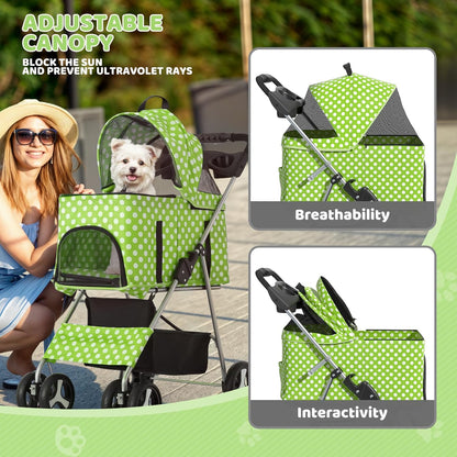 Magshion Foldable Pet Stroller, 3-in-1 Dog Travel Jogger with Detachable Carrier, Cup Holder