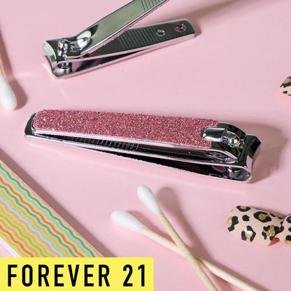 Nail Clippers Set - 2pc Pink Glitter Nail Clipper Value Pack, Big & Small Precision Nail Clippers