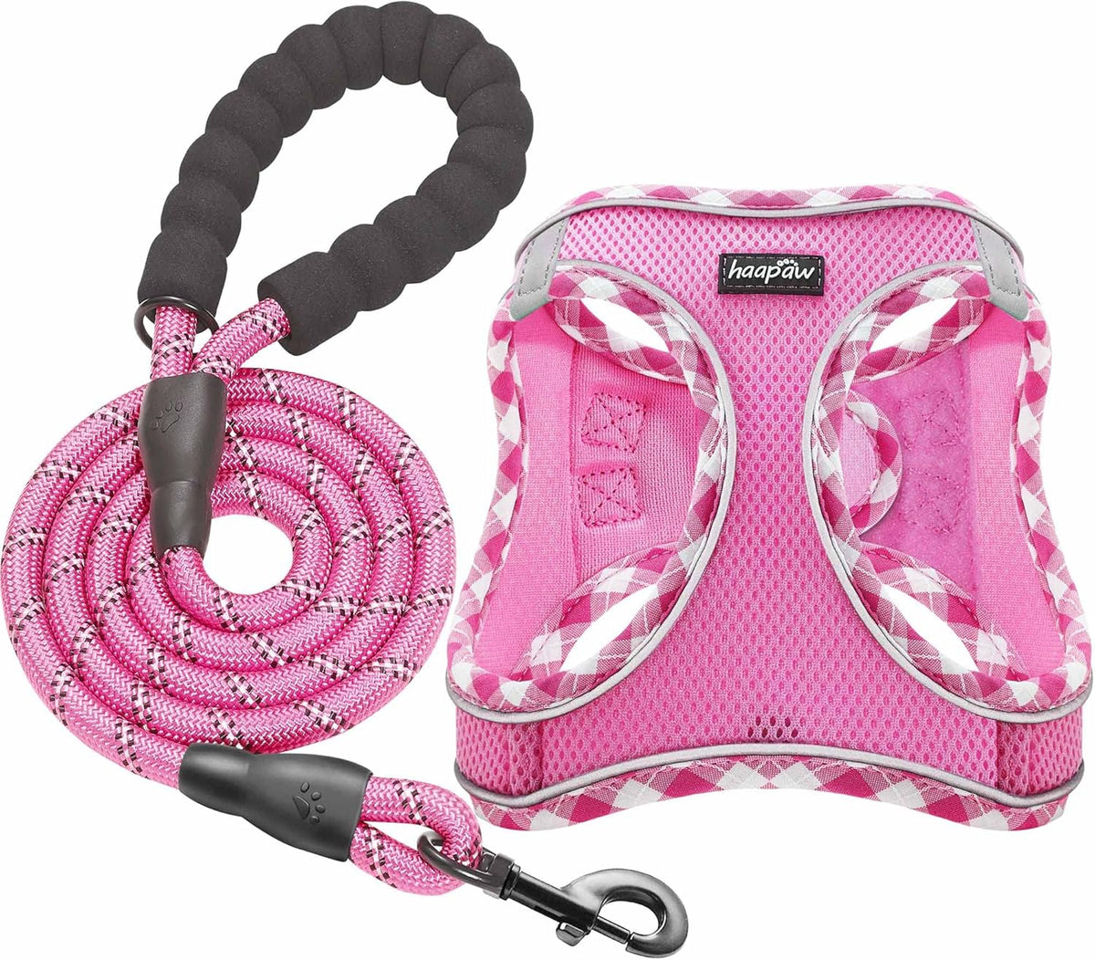 haapaw Dog Harness with Leash Set, No Pull Adjustable Reflective Step-in Puppy Harness with