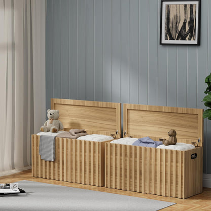 UEV Storage Bench Set of 2, 39.4" Wood Box, Storage Trunk with 2 Safety Hinges, Ottoman Storage