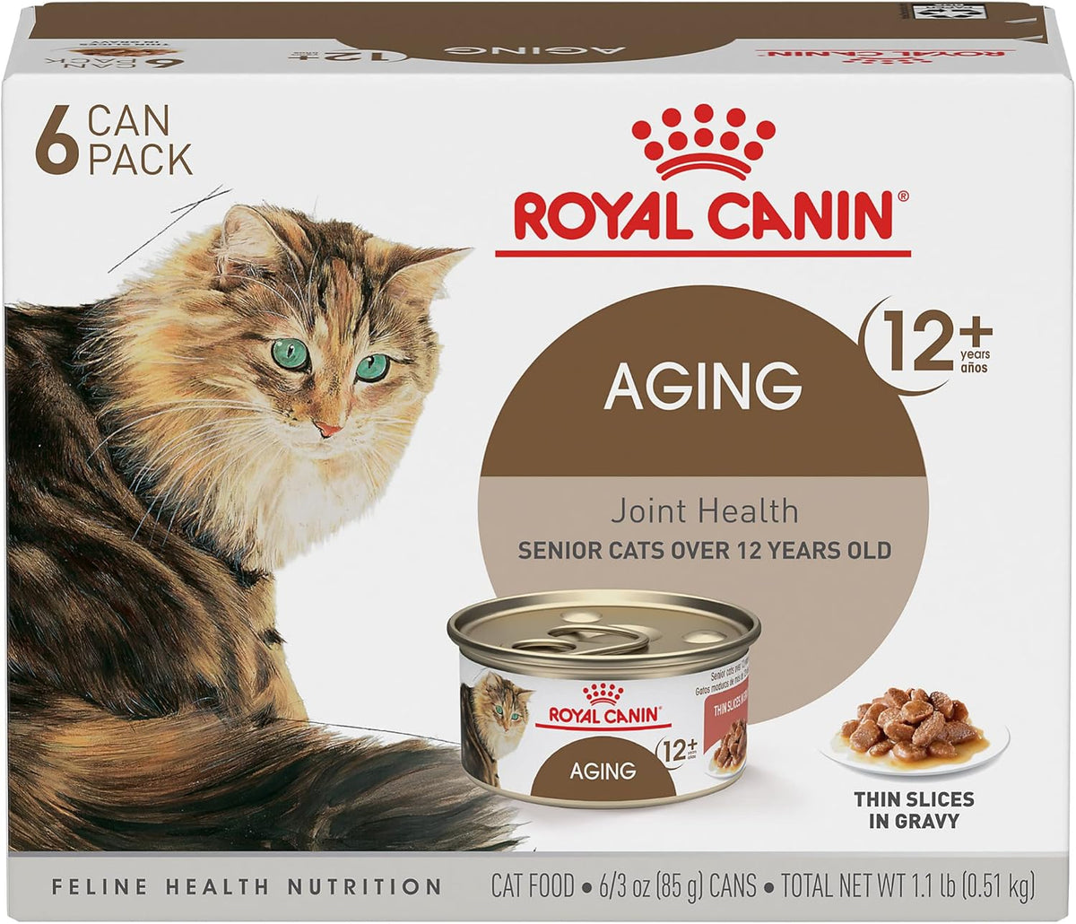 Royal Canin Aging 12+ Thin Slices in Gravy Canned Cat Food, 3 Oz Can (6-Pack)
