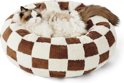LE SURE Donut Small Dog Bed - Round Cat Bed for Indoor Cats with Anti-Anxiety Calming Teddy Sherpa