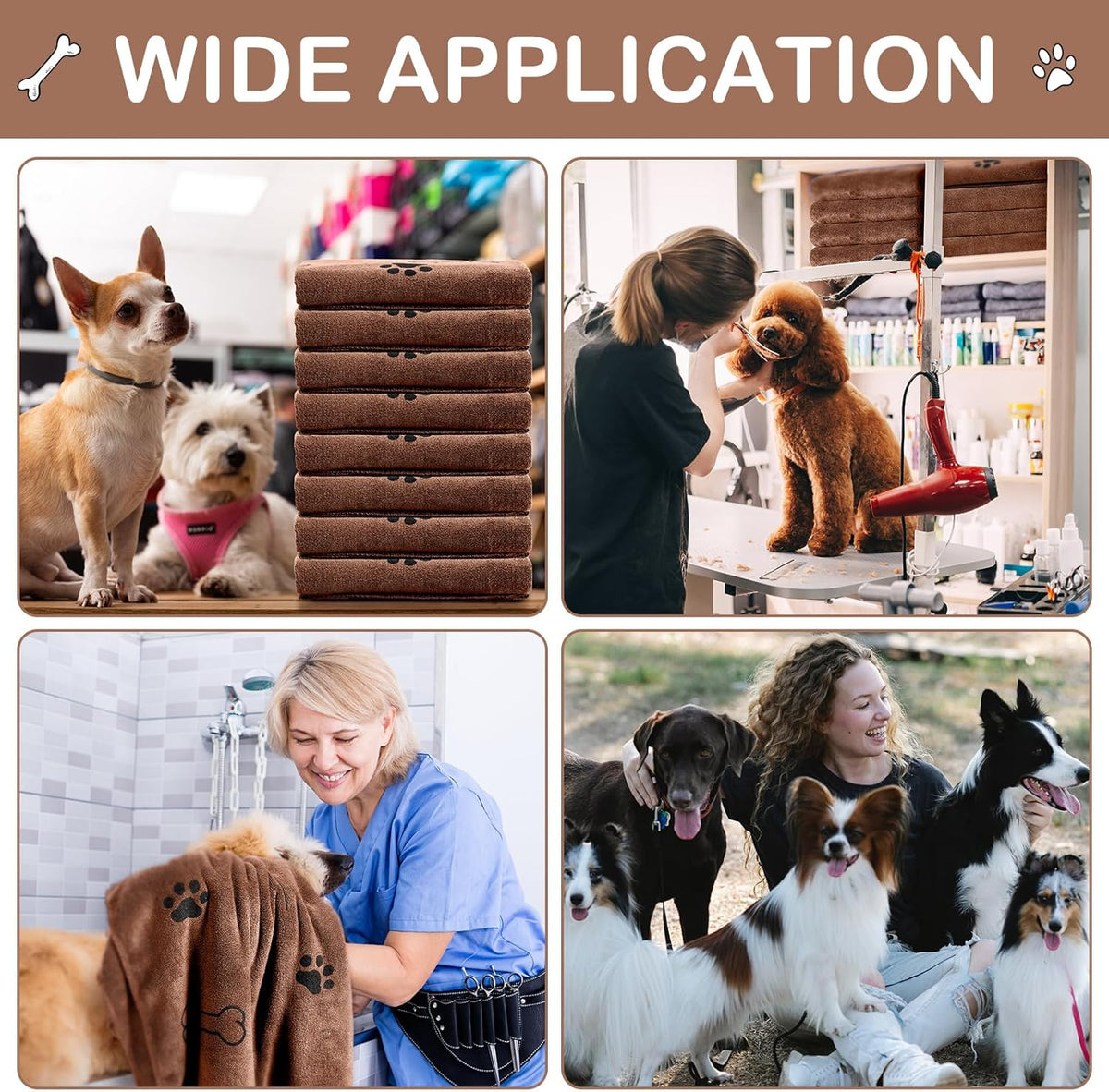 Chumia 8 Pcs Dog Towels for Drying Dogs Cats Pet Towels Bulk Puppy Microfiber Quick Drying Paw Bath