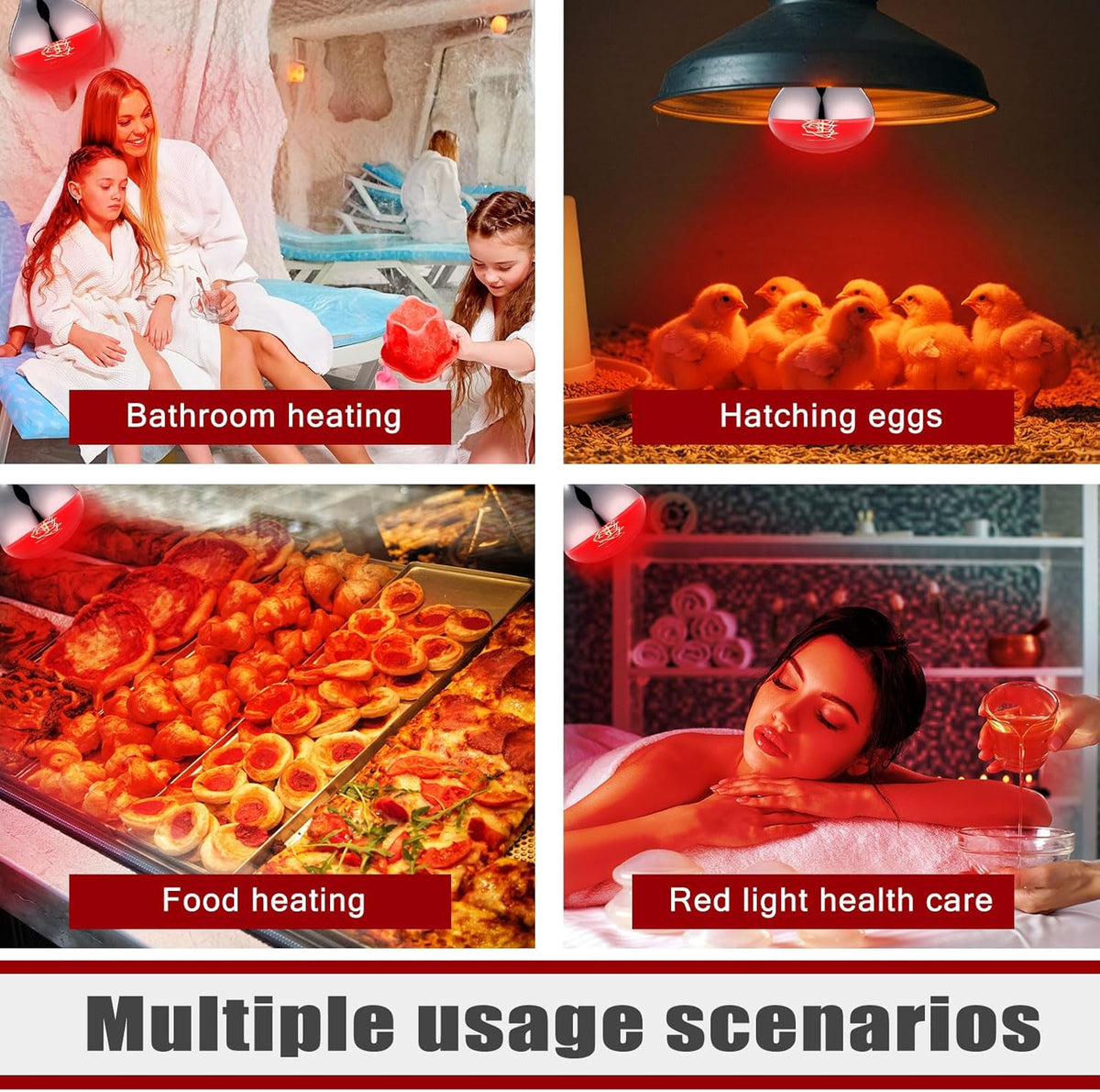VIHOSE 3 Pack 250 Watt Heat Lamp 120v R40 Heat Lamp Bulbs Glass Incandescent Light Bulbs