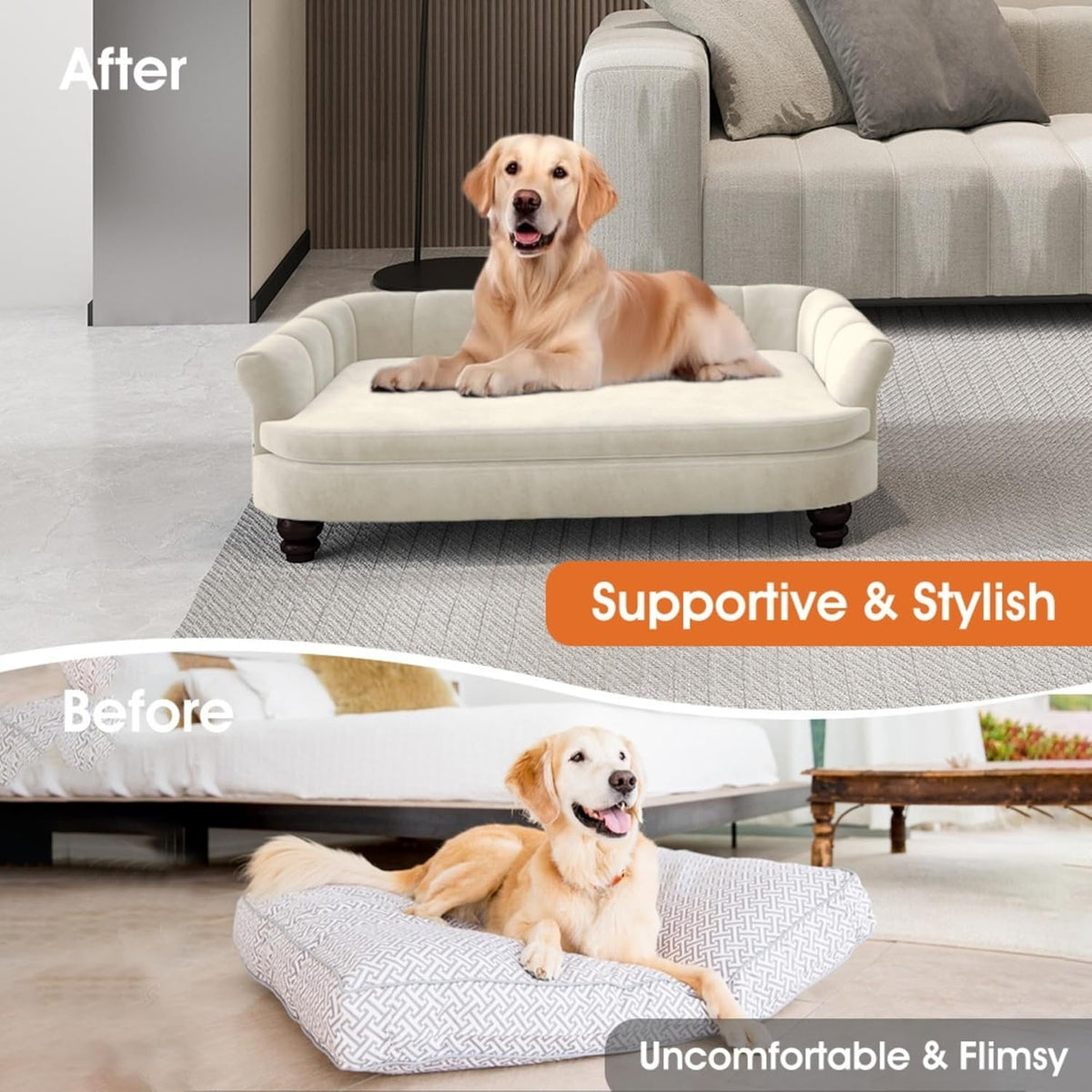 Dog Couch Sofa Bed, Comfortable Pet Sofa for Large and Medium Dogs, Soft Velvet Cushion, Durable