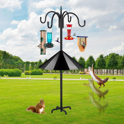 FEED GARDEN 92 Inch Adjustable Shepherd Four Hooks with Squirrel Baffle Heavy Duty Garden Hooks