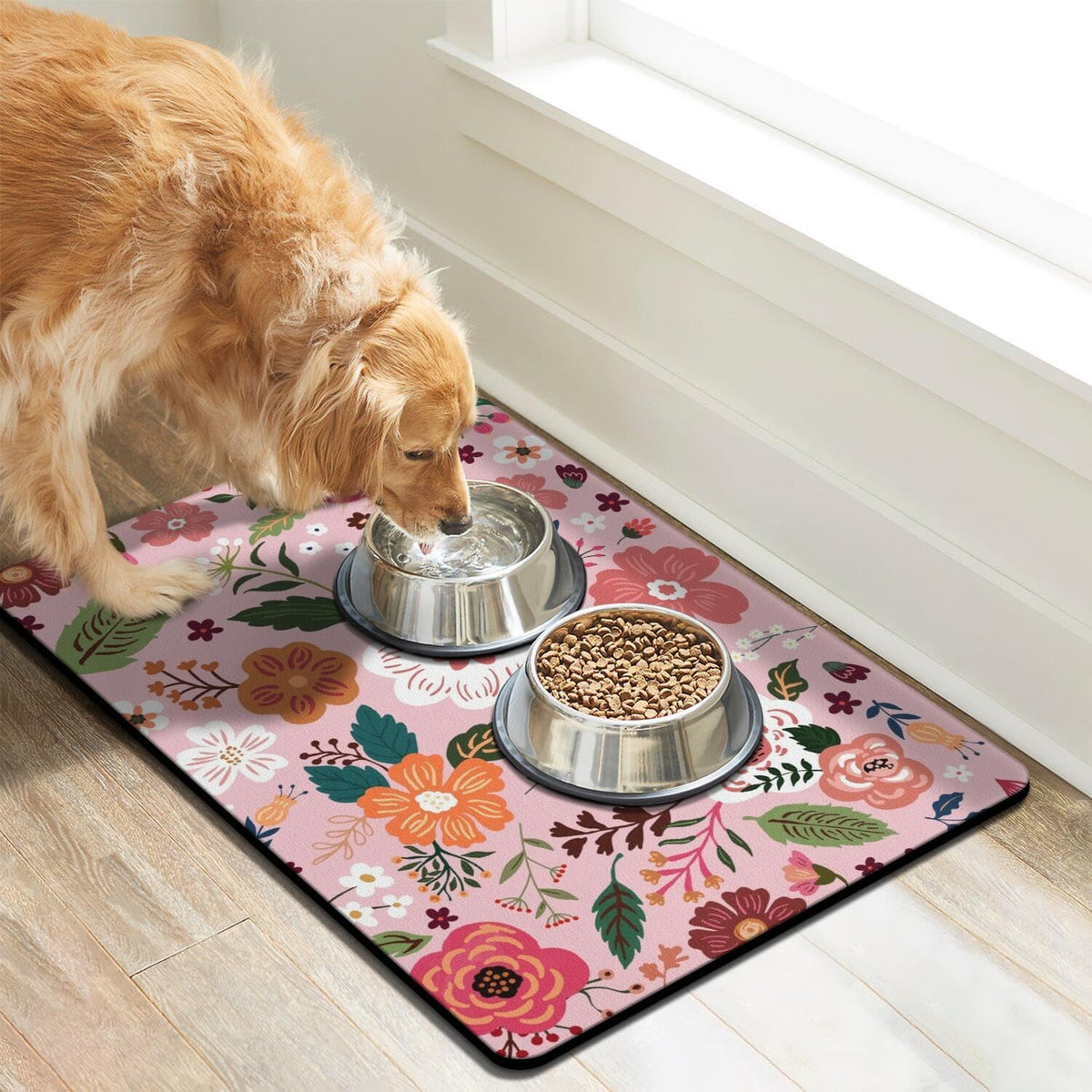 Dog Food Mats for Floors, Absorbent Dog Bowl Mat for Food and Water Dispenser Mat, Quick Dry Cat