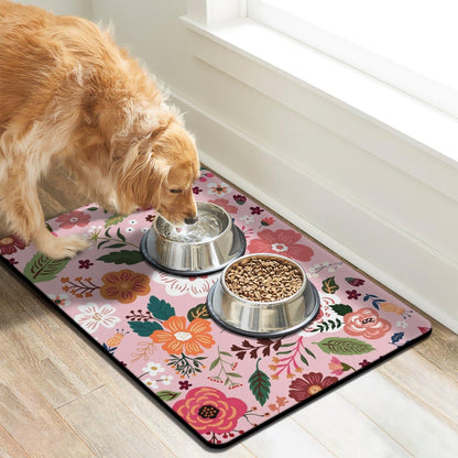 Dog Food Mats for Floors, Absorbent Dog Bowl Mat for Food and Water Dispenser Mat, Quick Dry Cat