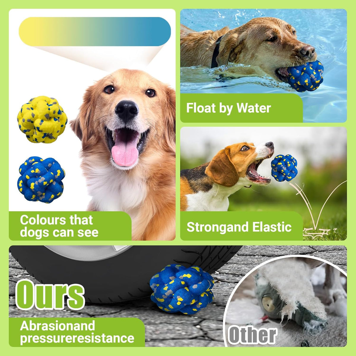 Upgrade Dog Balls Interactive Toys for Aggressive Chewers, Indestructible Tennis Durable Bouncy for