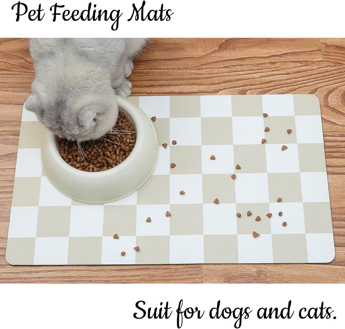 Ralxion Checkered Dog Feeding Mat, Absorbent Mats for Dog Food and Water Bowl, Dispenser, Retro