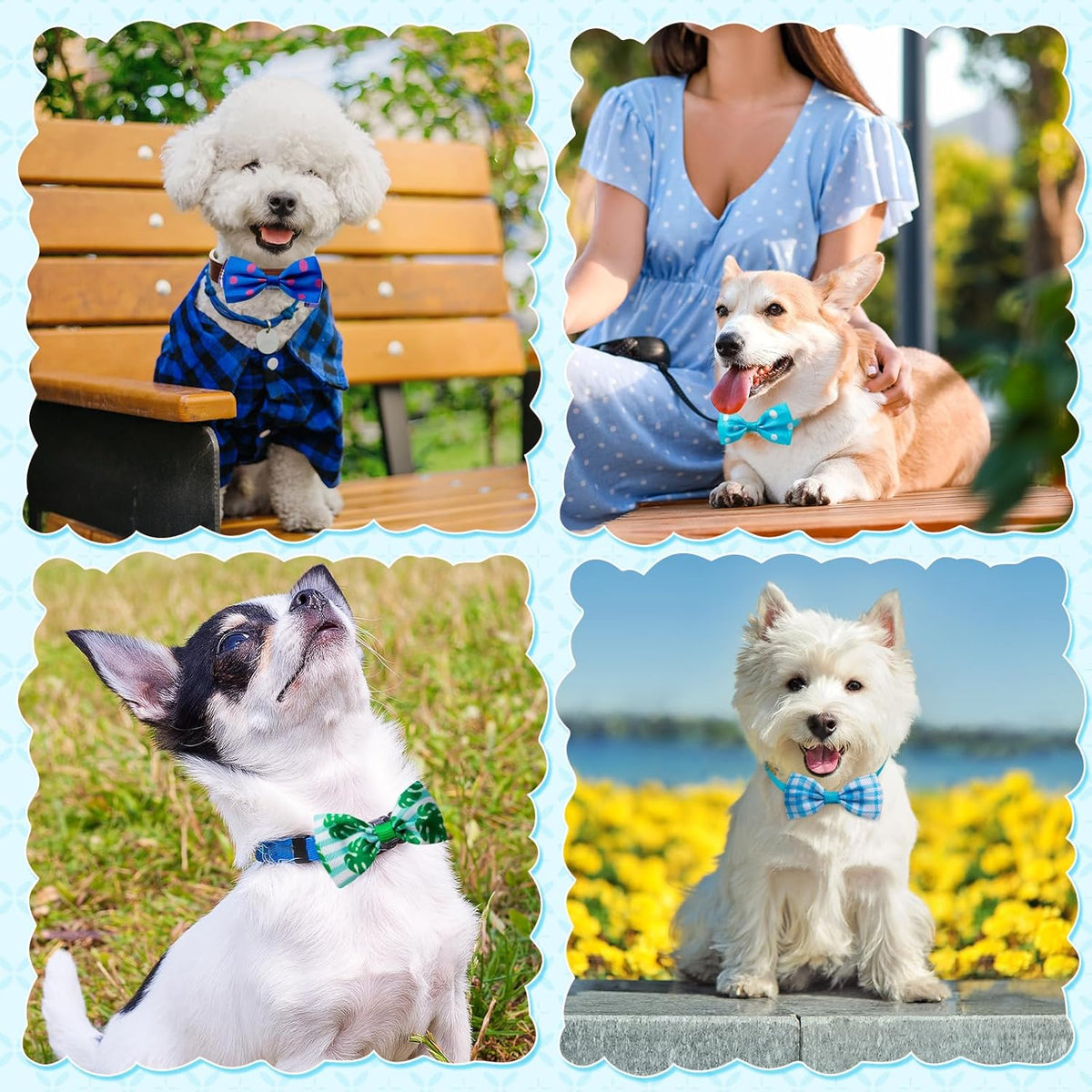 Reginary 50 Pieces Dog Bow Ties Pet Collar Bow Puppy Collar Attachment with Rubber Bands for Small