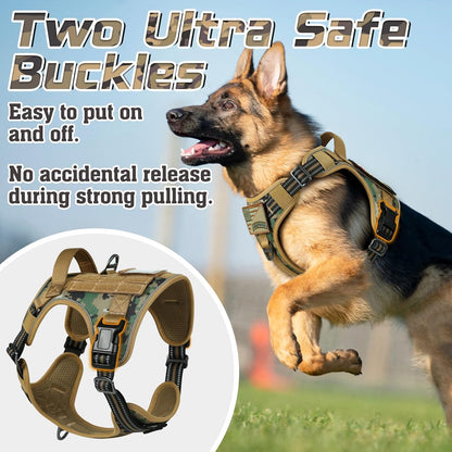 rabbitgoo Tactical Dog Harness for Large Dogs, No Pull Military Service Vest with Handle & Molle
