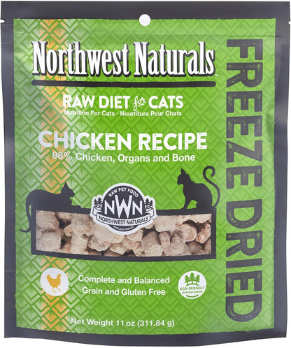 Northwest Naturals Freeze-Dried Chicken Cat & Kitten Food – Bite-Sized Nibbles – Healthy, Limited