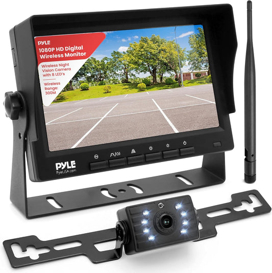 Pyle 7??1080P HD Digital Wireless Monitor and Wireless License Plate Camera - Waterproof, Night