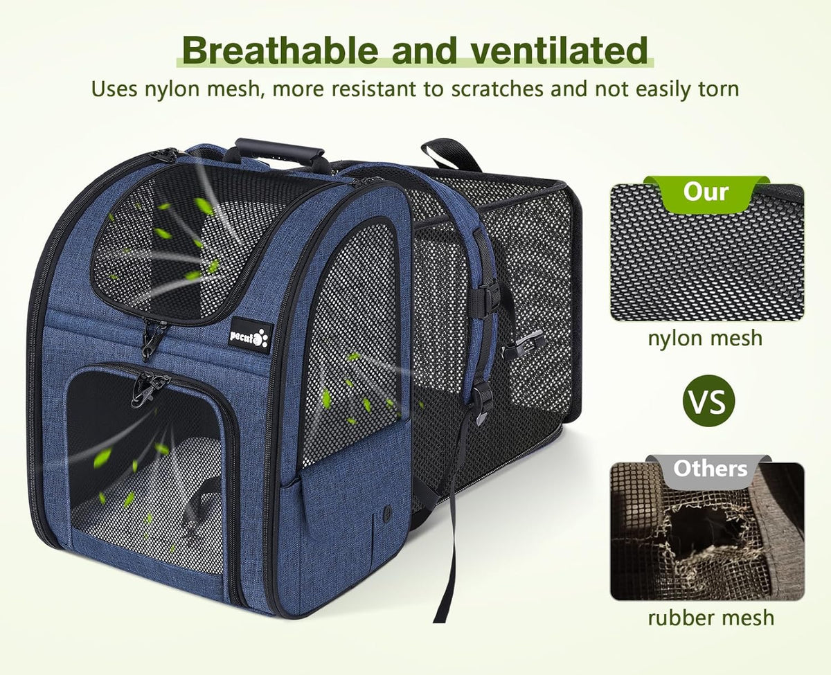 Pecute Pet Carrier Backpack, Dog Carrier Backpack, Expandable with Breathable Mesh for Small Dogs
