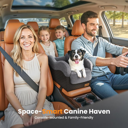 Portable Small Dog Seat for Car(Up to 11LB),Luxury Center Console Dog Car Seat Booster with Safety