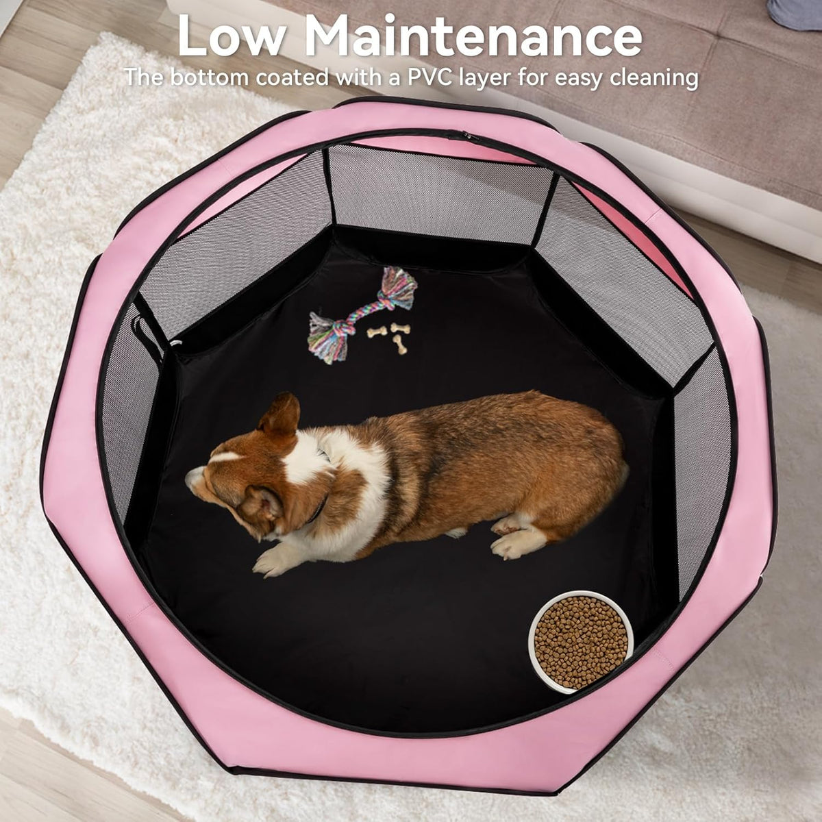 A4Pet Playpen for Dogs Indoor, 49” Dog Playpen Indoor with Bowl, Suitable for Puppies, Kittens, and