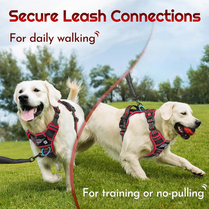 Eagloo Dog Harness for Large Dogs, Easy Wearing with 3 Buckles, Adjustable No Pull Pet Harness with