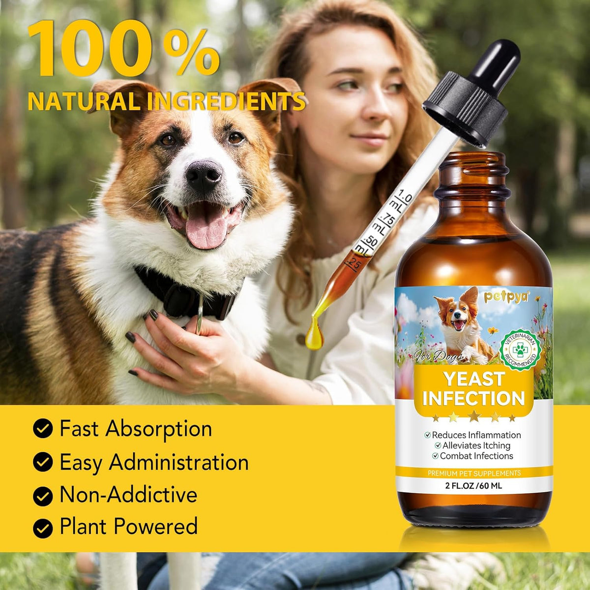 Yeast Infection Treatment for Dogs, Natural Yeast Infection Treatment Drops for Dog Itch Relief