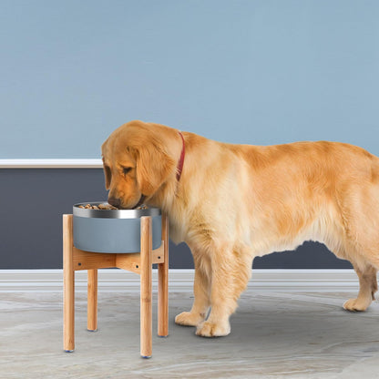 Dog Bowl Stand for Large Breed - 14-inch High, Adjustable Sideways to Fit Various Sizes of Pet