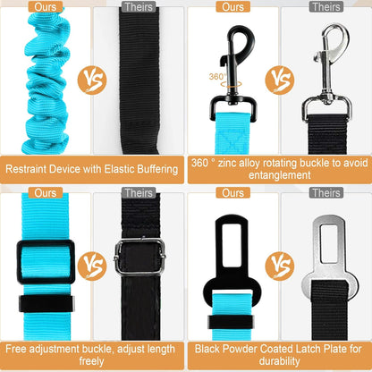 LivTee Dog Seat Belt for Car, Retractable Pet Safety Harness, Adjustable Nylon Dog Seatbelt Leash