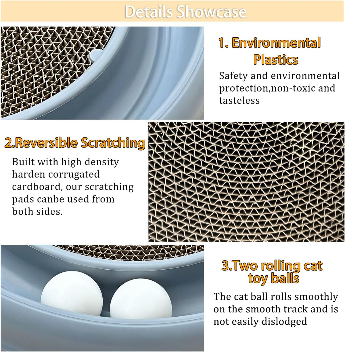 Interactive Cat Ball Track Toy for Indoor Cats, Cat Scratching Board & Exercise Set for Bored