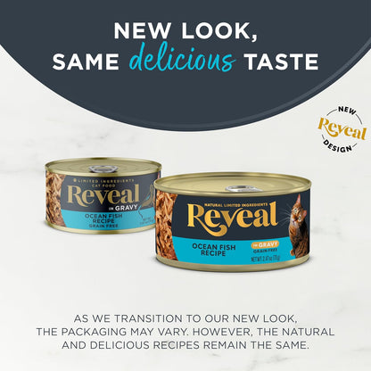 Reveal Natural Wet Cat Food, 24 Count, Grain Free, Limited Ingredient Canned Food for Cats, Ocean