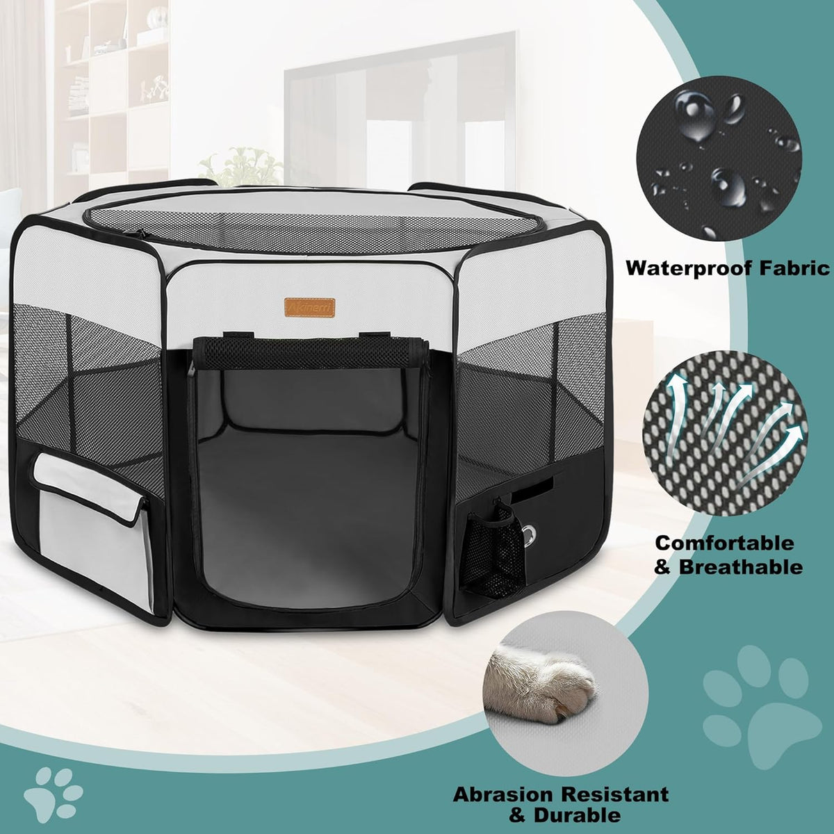 Dog Playpen, Portable Pet Play Pen for Cat, Puppies, Rabbits, Chickens, Foldable Large-Capacity Pet