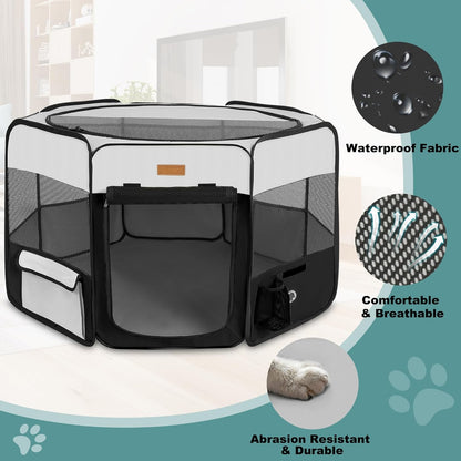 Dog Playpen, Portable Pet Play Pen for Cat, Puppies, Rabbits, Chickens, Foldable Large-Capacity Pet