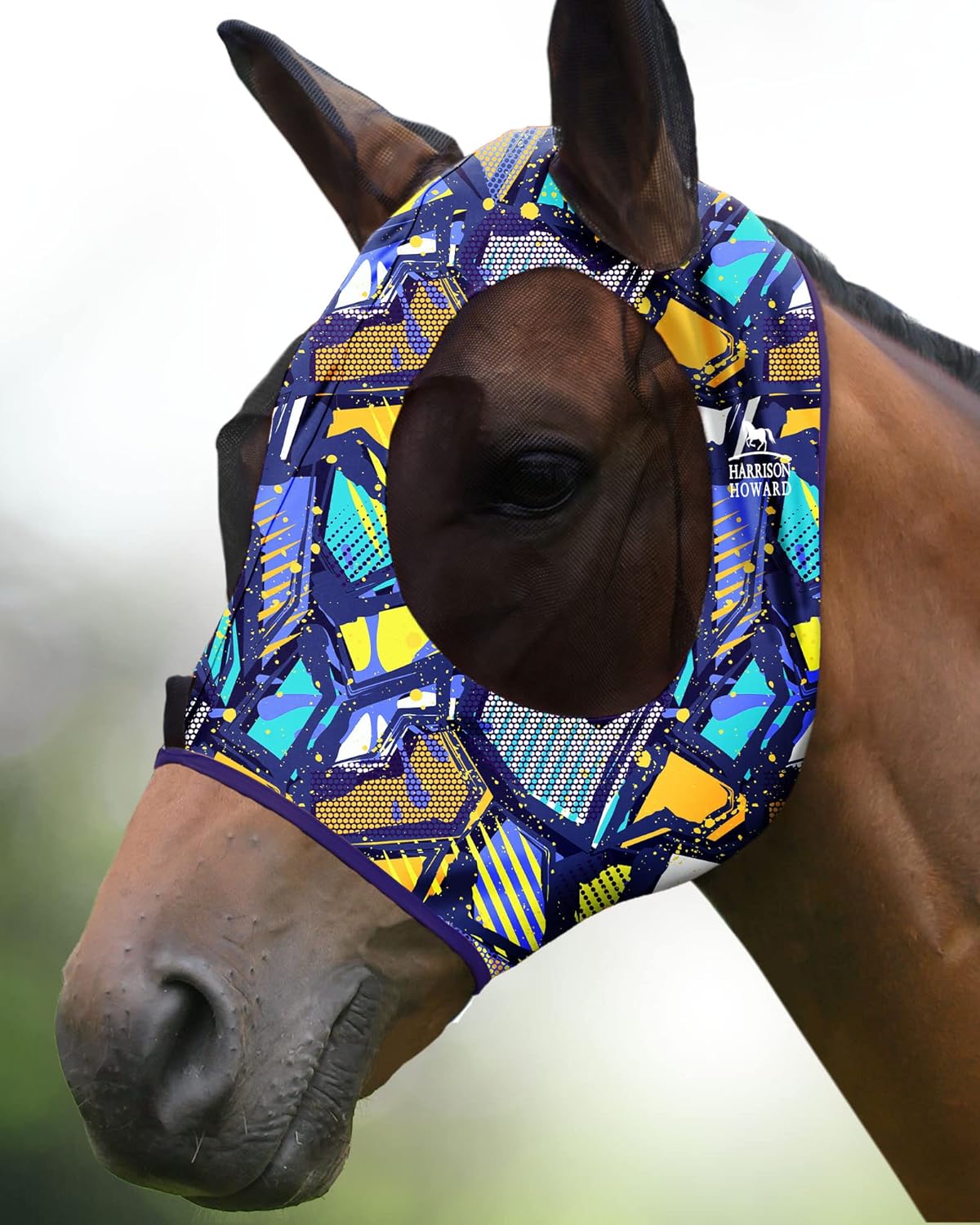 Harrison Howard Super Comfort Stretchy Fly Mask Large Eye Space with UV Protection Soft on Skin