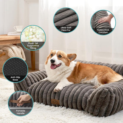 Cute Cat Couch, Premium Plush Faux Fur Pet Couch Bed, Ultra-Soft Pet Furniture for Cats & Small