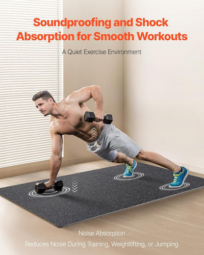VEVOR 0.56 Inch Thick Gym Floor Mats, 25 Tiles Rubber Top with EVA Foam, 25" x 25" Gym Flooring