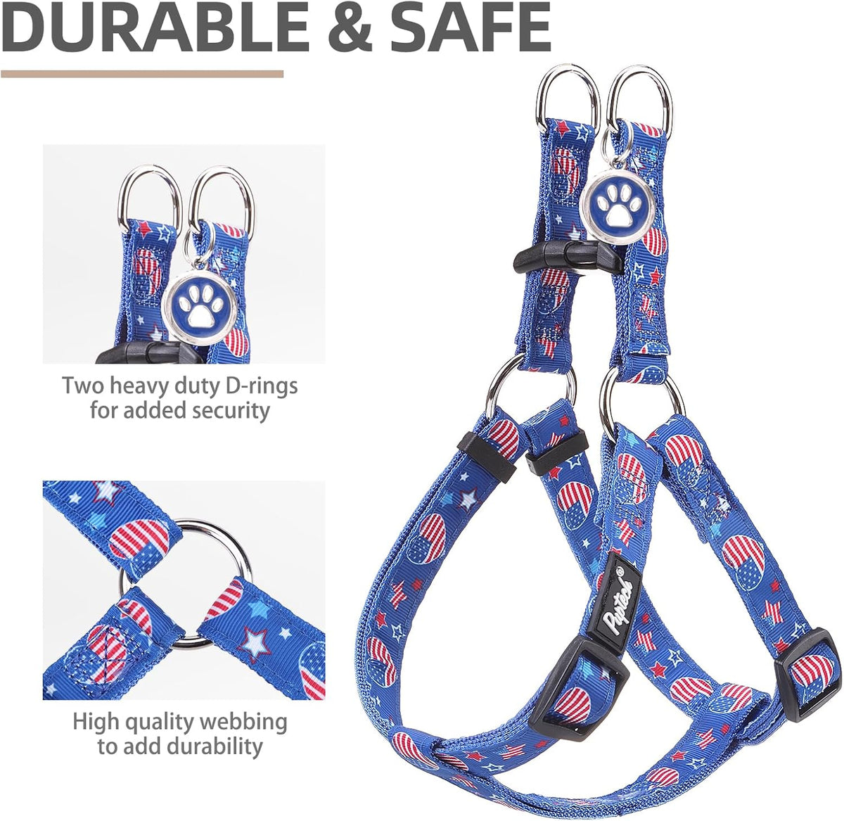 PUPTECK No Pull Dog Harness Soft Adjustable Basic Nylon Step in Puppy Vest Outdoor Walking with ID