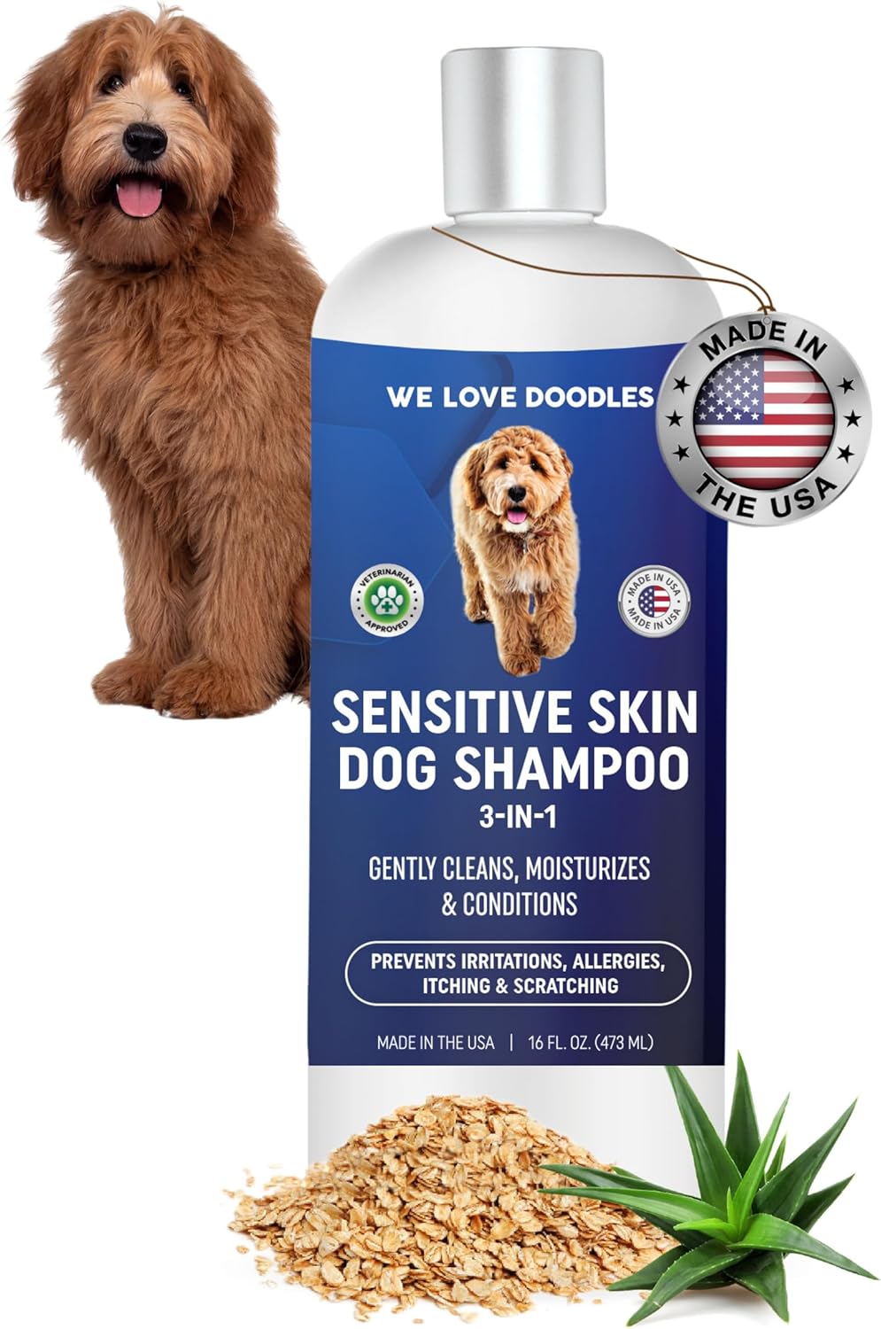 Premium 3-in-1 Sensitive Skin Dog Shampoo, Great for Allergies, Itching, Scratching, Anti-Itch