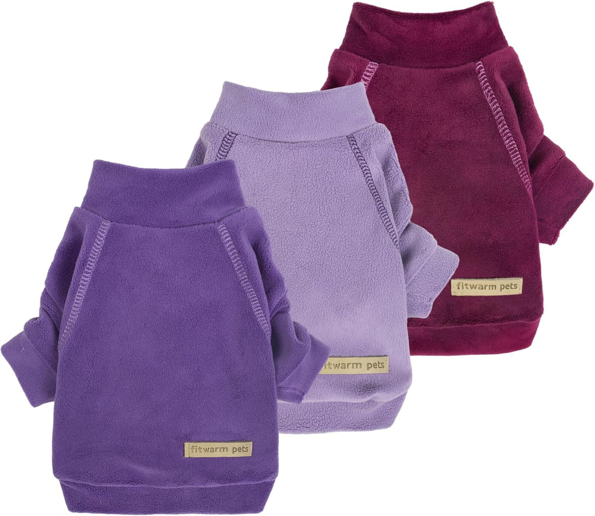 Fitwarm 3 Pack Classic Fleece Dog Sweater, Turtleneck Dog Sweatshirt, Dog Winter Clothes for Small
