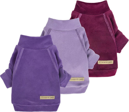 Fitwarm 3 Pack Classic Fleece Dog Sweater, Turtleneck Dog Sweatshirt, Dog Winter Clothes for Small