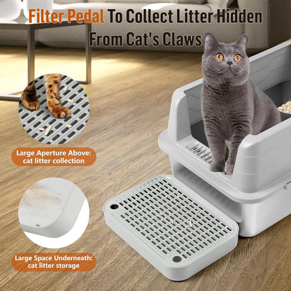 Cat Litter Box Ramp Mat with Filter Function, Cat Step Pedal Stool for Self-Cleaning Litter Box