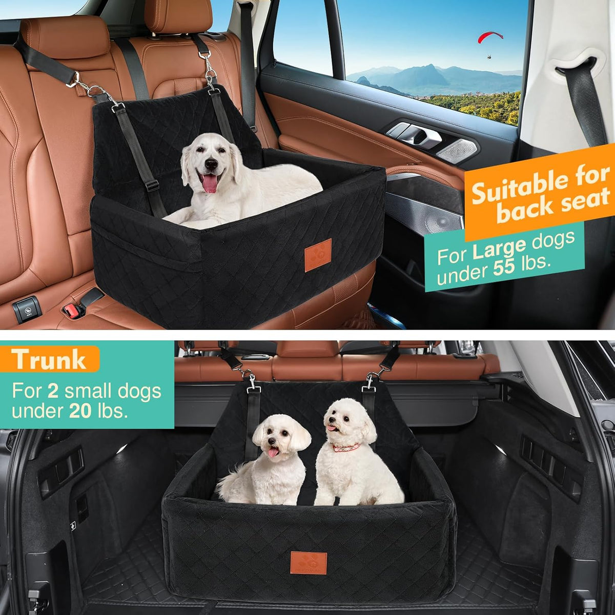 Dog Car Seat for Large Medium Dogs,Portable Washable Pet Car Seat Under 55 lbs,Dog Booster Seat
